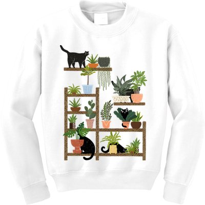 Cats And Plants Kids Sweatshirt