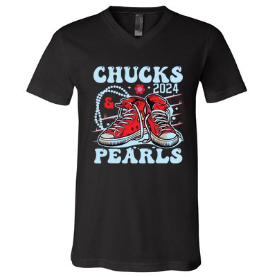 Chucks And Pearls V-Neck T-Shirt