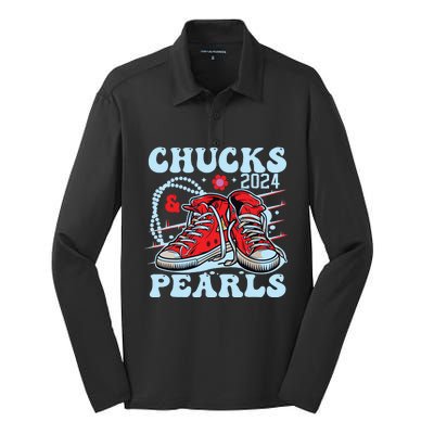 Chucks And Pearls Silk Touch Performance Long Sleeve Polo