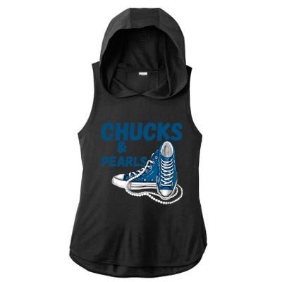 Chucks And Pearls Cute Women Ladies PosiCharge Tri-Blend Wicking Draft Hoodie Tank