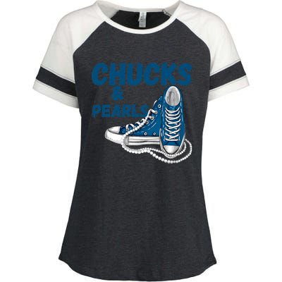 Chucks And Pearls Cute Women Enza Ladies Jersey Colorblock Tee