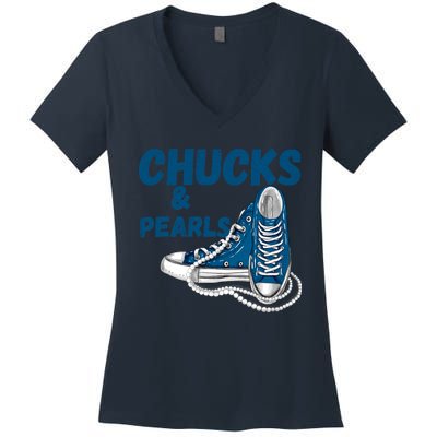 Chucks And Pearls Cute Women Women's V-Neck T-Shirt