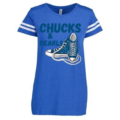 Chucks And Pearls Cute Women Enza Ladies Jersey Football T-Shirt