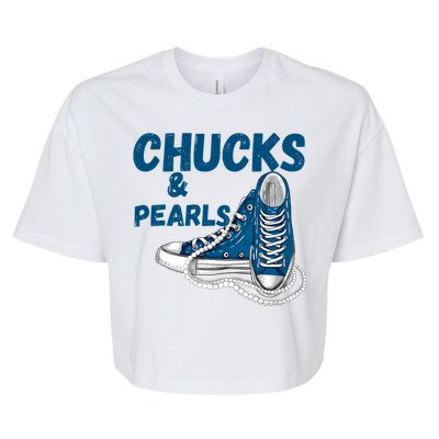 Chucks And Pearls Cute Women Bella+Canvas Jersey Crop Tee