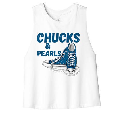 Chucks And Pearls Cute Women Women's Racerback Cropped Tank