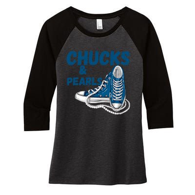 Chucks And Pearls Cute Women Women's Tri-Blend 3/4-Sleeve Raglan Shirt