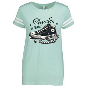 Chucks And Pearls IM With Her Kamala 2024 Enza Ladies Jersey Football T-Shirt