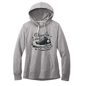 Chucks And Pearls IM With Her Kamala 2024 Women's Fleece Hoodie