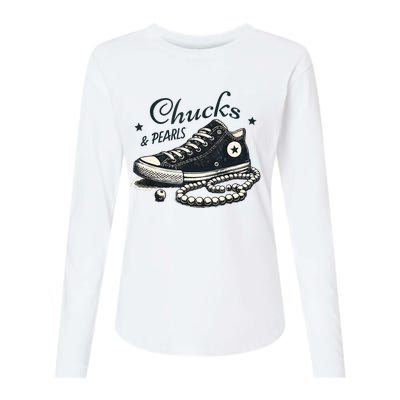 Chucks And Pearls IM With Her Kamala 2024 Womens Cotton Relaxed Long Sleeve T-Shirt