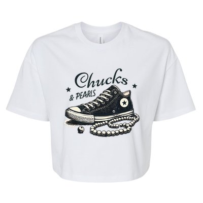 Chucks And Pearls IM With Her Kamala 2024 Bella+Canvas Jersey Crop Tee