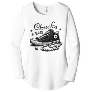 Chucks And Pearls IM With Her Kamala 2024 Women's Perfect Tri Tunic Long Sleeve Shirt