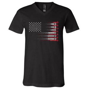 Cute Airplane Pilot Art For Wo Aviation 4th Of July V-Neck T-Shirt