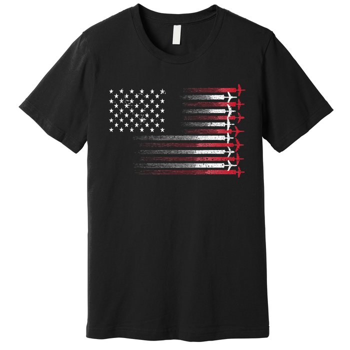 Cute Airplane Pilot Art For Wo Aviation 4th Of July Premium T-Shirt