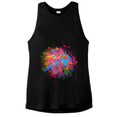 Colorful Artsy Paint Splat Ladies PosiCharge Tri-Blend Wicking Tank