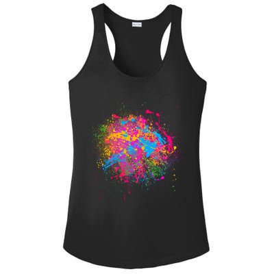 Colorful Artsy Paint Splat Ladies PosiCharge Competitor Racerback Tank