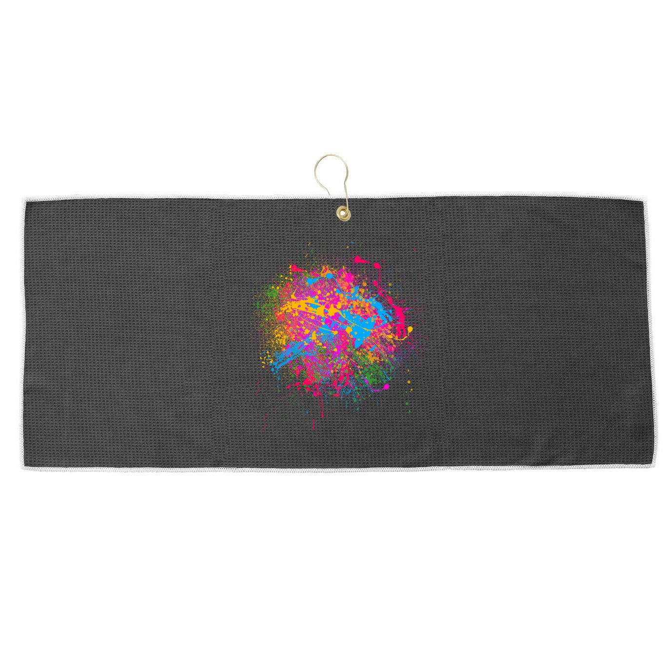 Colorful Artsy Paint Splat Large Microfiber Waffle Golf Towel