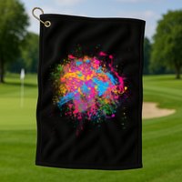 Colorful Artsy Paint Splat Golf Towel