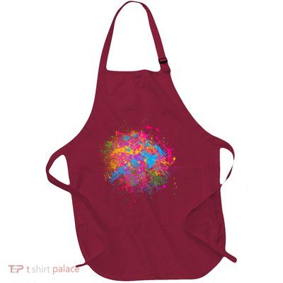 Colorful Artsy Paint Splat Full-Length Apron With Pockets