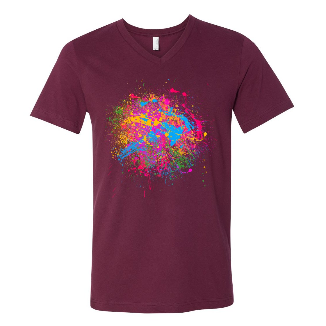 Colorful Artsy Paint Splat V-Neck T-Shirt