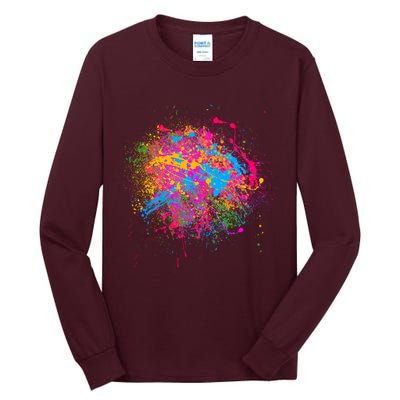 Colorful Artsy Paint Splat Tall Long Sleeve T-Shirt