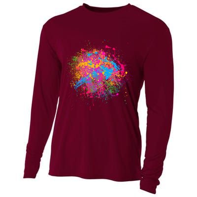 Colorful Artsy Paint Splat Cooling Performance Long Sleeve Crew