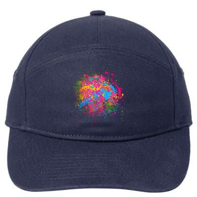 Colorful Artsy Paint Splat 7-Panel Snapback Hat