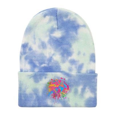 Colorful Artsy Paint Splat Tie Dye 12in Knit Beanie