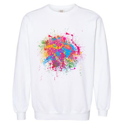 Colorful Artsy Paint Splat Garment-Dyed Sweatshirt
