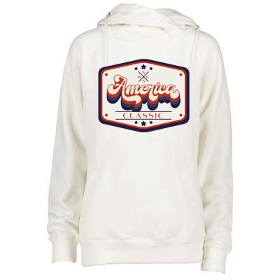 Classic American Patriotic Vintage Trucker Patch Womens Funnel Neck Pullover Hood