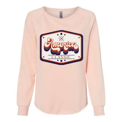 Classic American Patriotic Vintage Trucker Patch Womens California Wash Sweatshirt