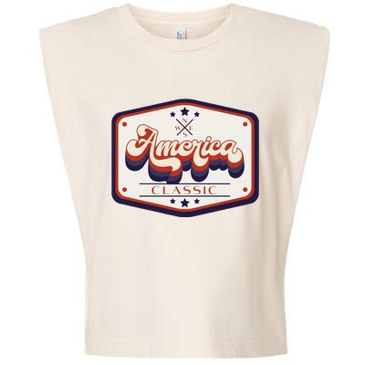 Classic American Patriotic Vintage Trucker Patch Garment-Dyed Women's Muscle Tee