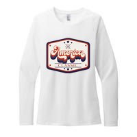 Classic American Patriotic Vintage Trucker Patch Womens CVC Long Sleeve Shirt