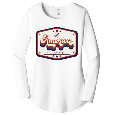 Classic American Patriotic Vintage Trucker Patch Women's Perfect Tri Tunic Long Sleeve Shirt