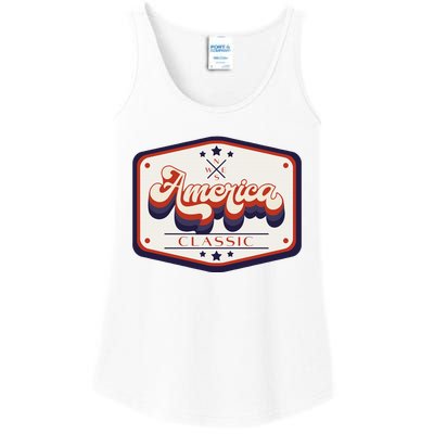 Classic American Patriotic Vintage Trucker Patch Ladies Essential Tank