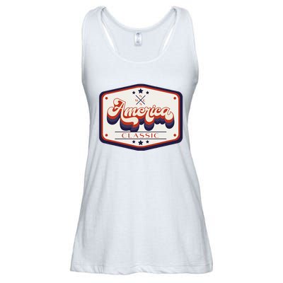 Classic American Patriotic Vintage Trucker Patch Ladies Essential Flowy Tank