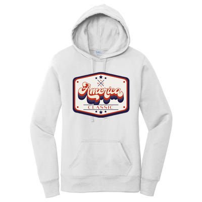 Classic American Patriotic Vintage Trucker Patch Women's Pullover Hoodie