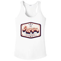 Classic American Patriotic Vintage Trucker Patch Ladies PosiCharge Competitor Racerback Tank