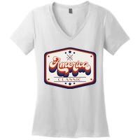 Classic American Patriotic Vintage Trucker Patch Women's V-Neck T-Shirt