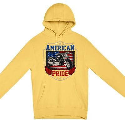 Chopper American Pride Flag Motorcycle Biker 4th Of July Premium Pullover Hoodie