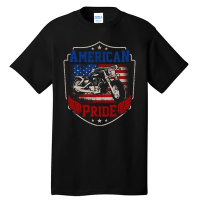 Chopper American Pride Flag Motorcycle Biker 4th Of July Tall T-Shirt