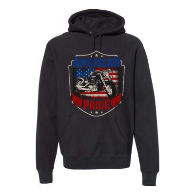 Chopper American Pride Flag Motorcycle Biker 4th Of July Premium Hoodie