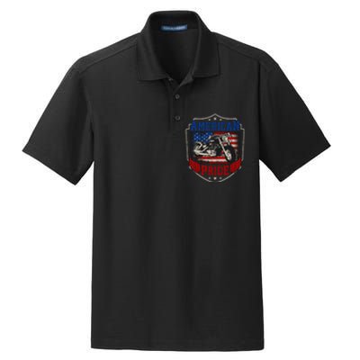 Chopper American Pride Flag Motorcycle Biker 4th Of July Dry Zone Grid Polo