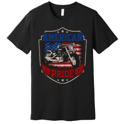 Chopper American Pride Flag Motorcycle Biker 4th Of July Premium T-Shirt