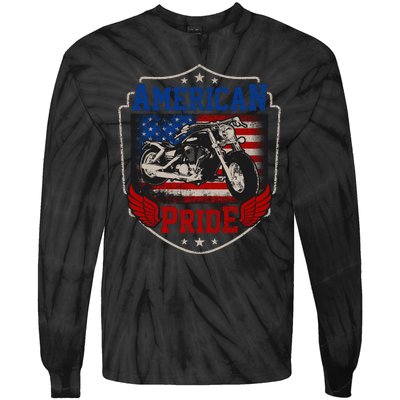 Chopper American Pride Flag Motorcycle Biker 4th Of July Tie-Dye Long Sleeve Shirt