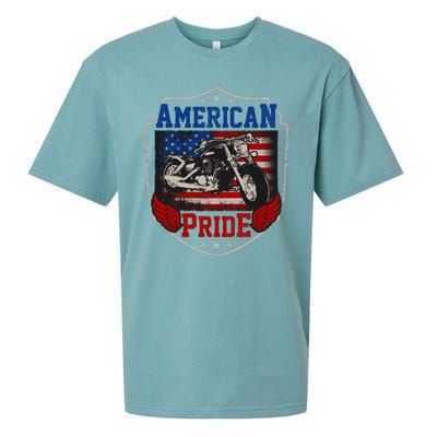 Chopper American Pride Flag Motorcycle Biker 4th Of July Sueded Cloud Jersey T-Shirt