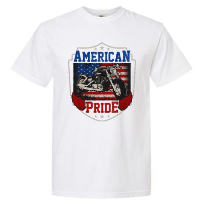 Chopper American Pride Flag Motorcycle Biker 4th Of July Garment-Dyed Heavyweight T-Shirt