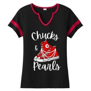 Chucks And Pearls Cute Women Ladies Halftime Notch Neck Tee