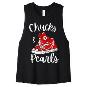 Chucks And Pearls Cute Women Women's Racerback Cropped Tank