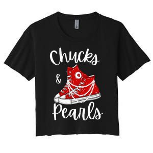 Chucks And Pearls Cute Women Women's Crop Top Tee