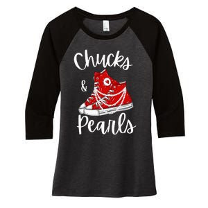 Chucks And Pearls Cute Women Women's Tri-Blend 3/4-Sleeve Raglan Shirt